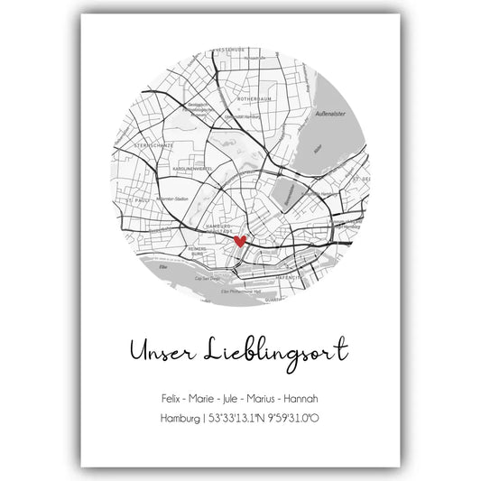 "Lieblingsort" Karte - Personalisiert