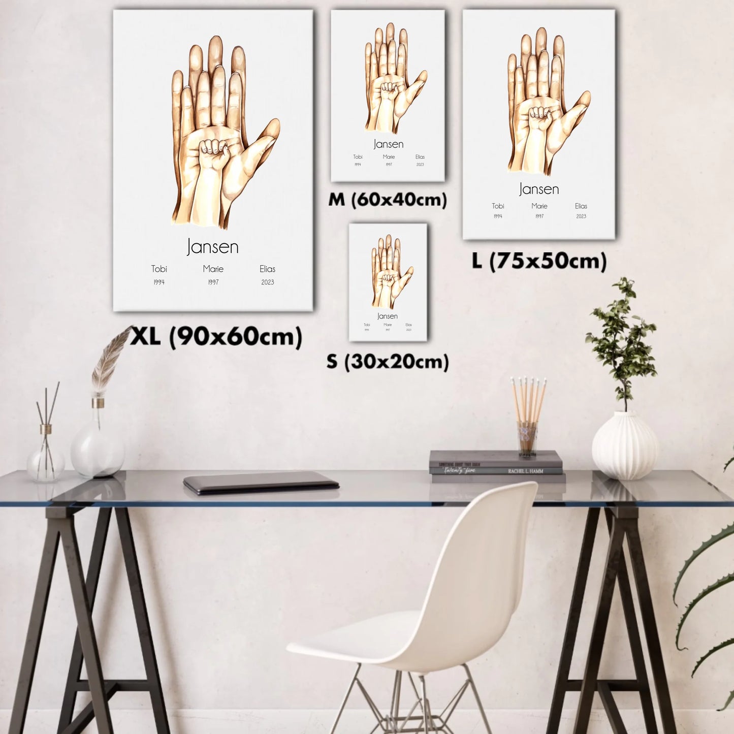 "Familienglück mit 1 Kind" im Aquarell Stil - ohne Prefix