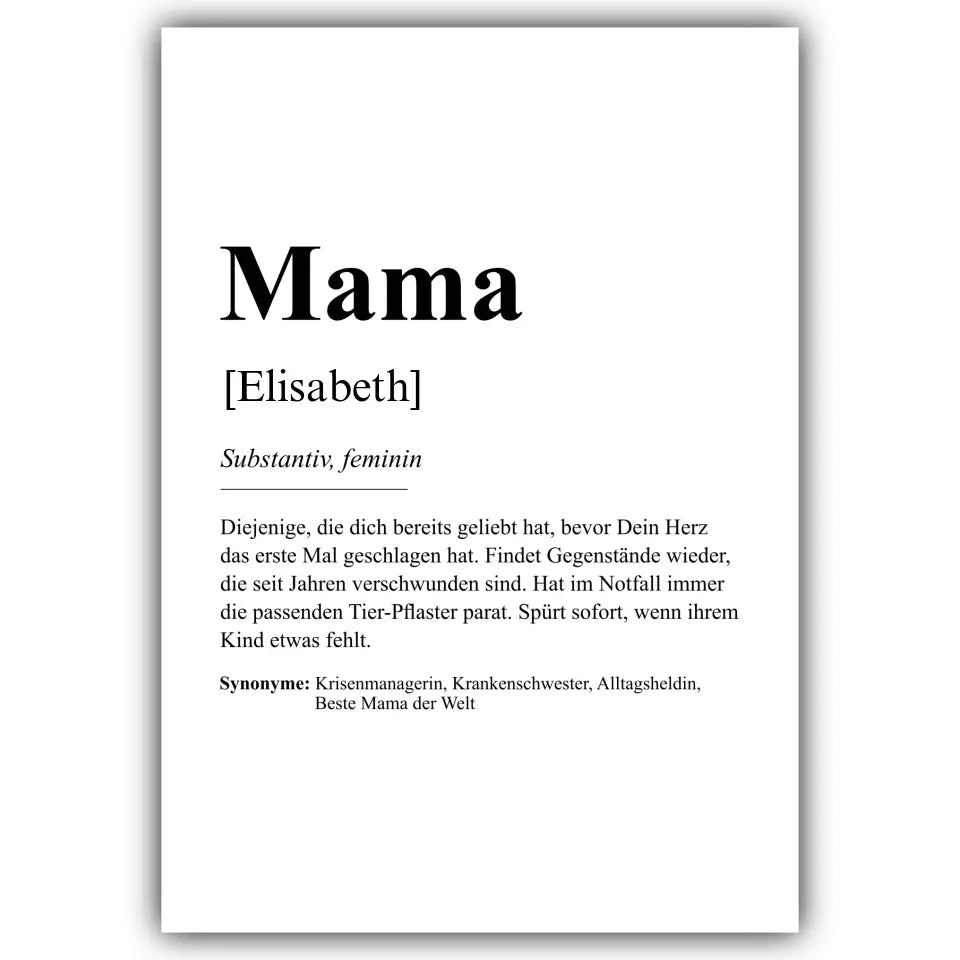 "Mama - Definition" - Personalisiert