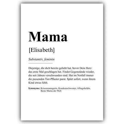 "Mama - Definition" - Personalisiert