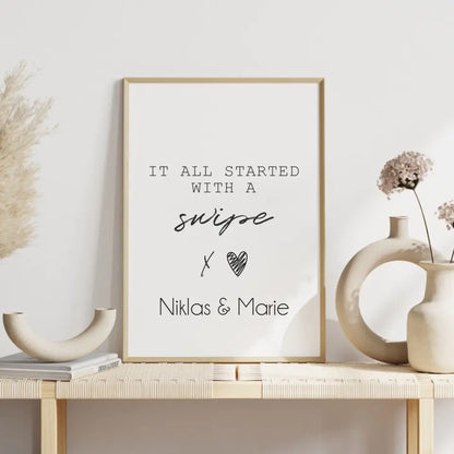 "started with a swipe" - Personalisiert