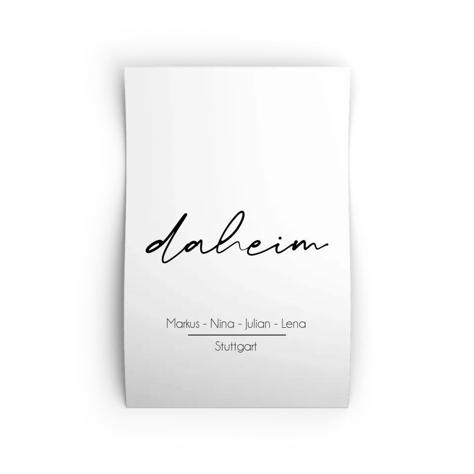 "daheim" - Personalisiert