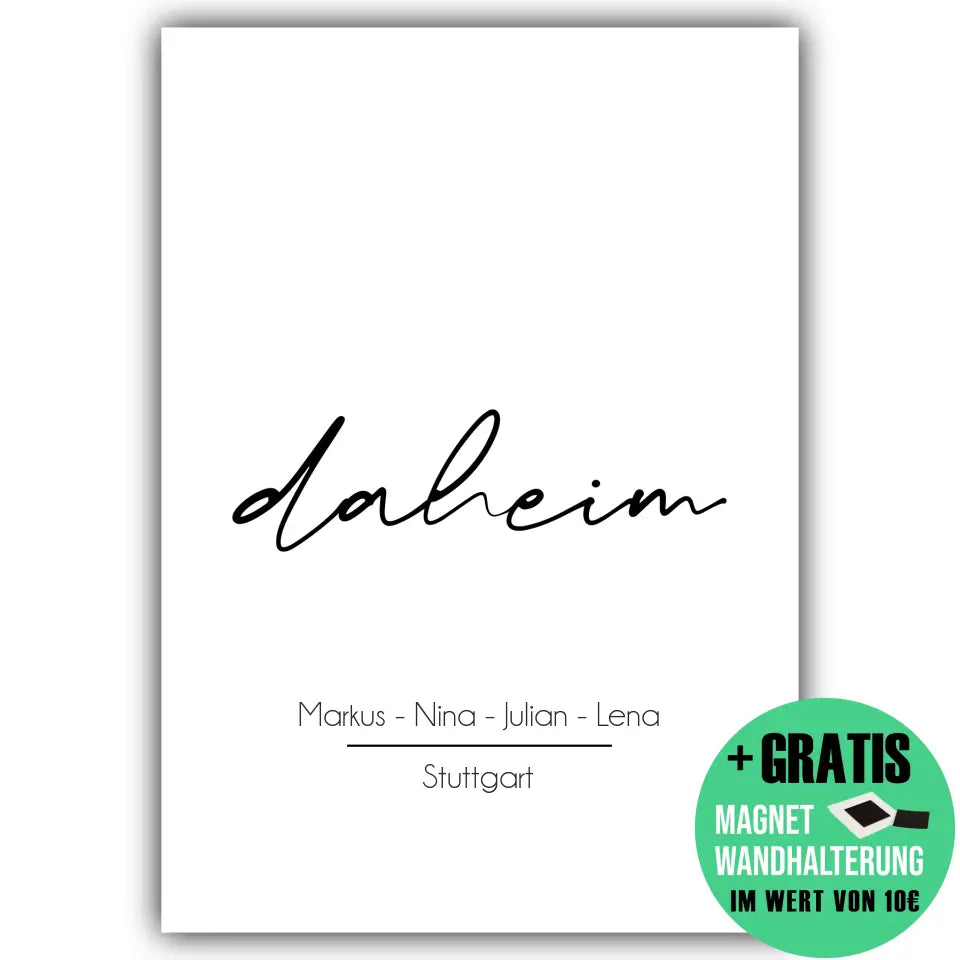 "daheim" - Personalisiert