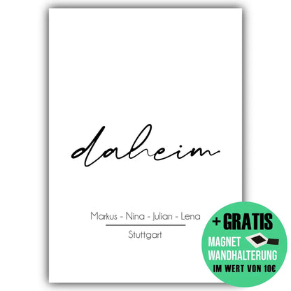 "daheim" - Personalisiert