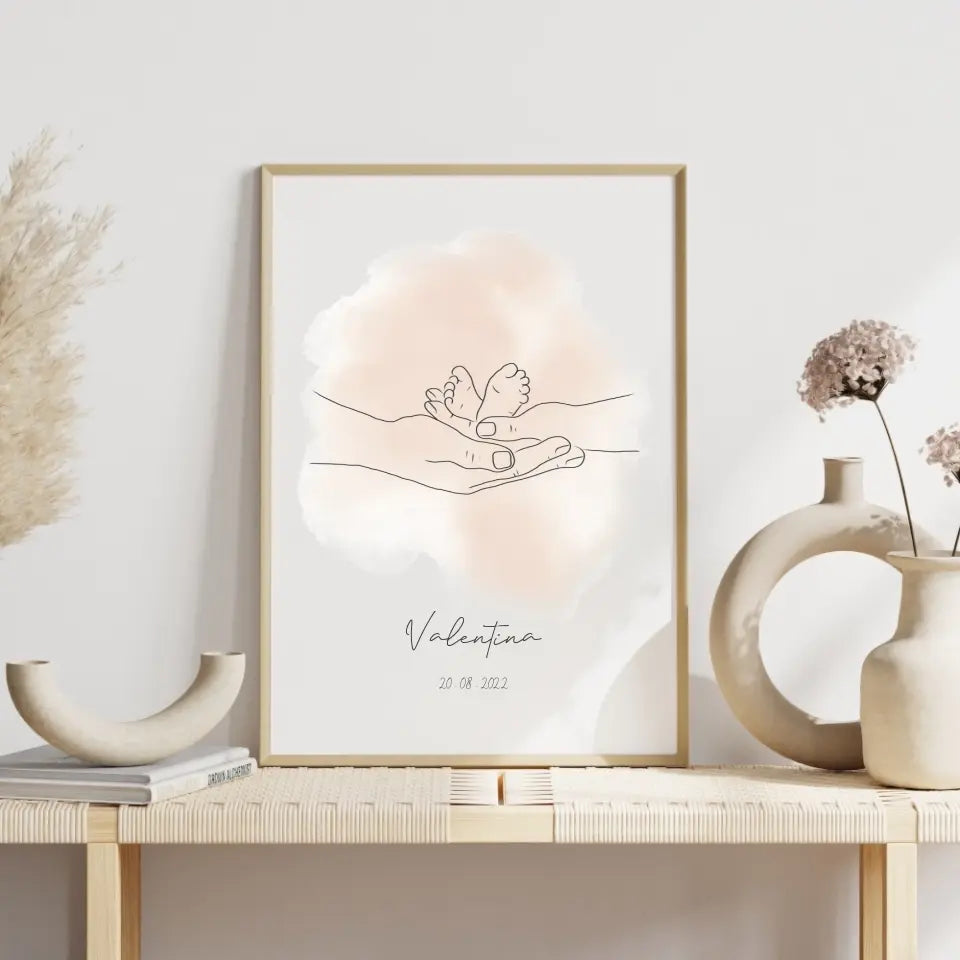 "Babyfüße" im Line Art Stil - Personalisiert