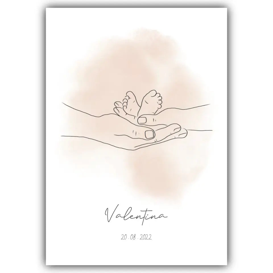 "Babyfüße" im Line Art Stil - Personalisiert