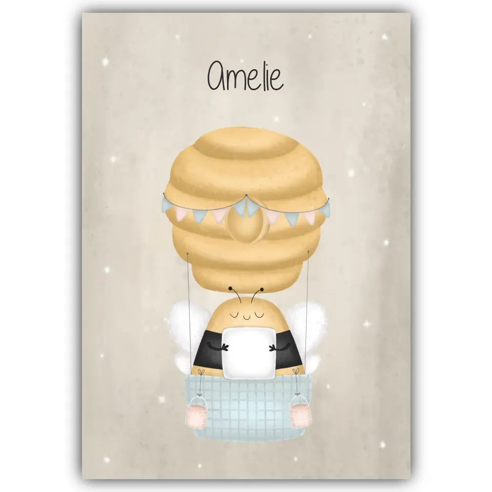 "Biene im Heißluftballon" - Personalisiert