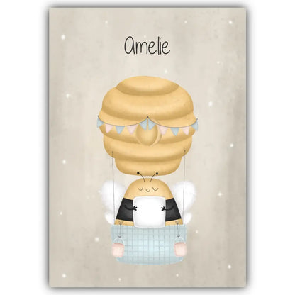 "Biene im Heißluftballon" - Personalisiert