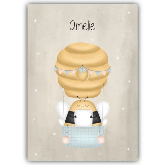 "Biene im Heißluftballon" - Personalisiert