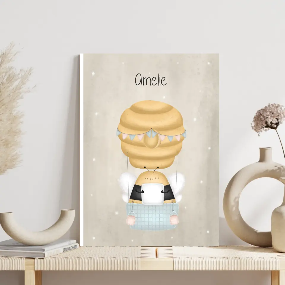 "Biene im Heißluftballon" - Personalisiert