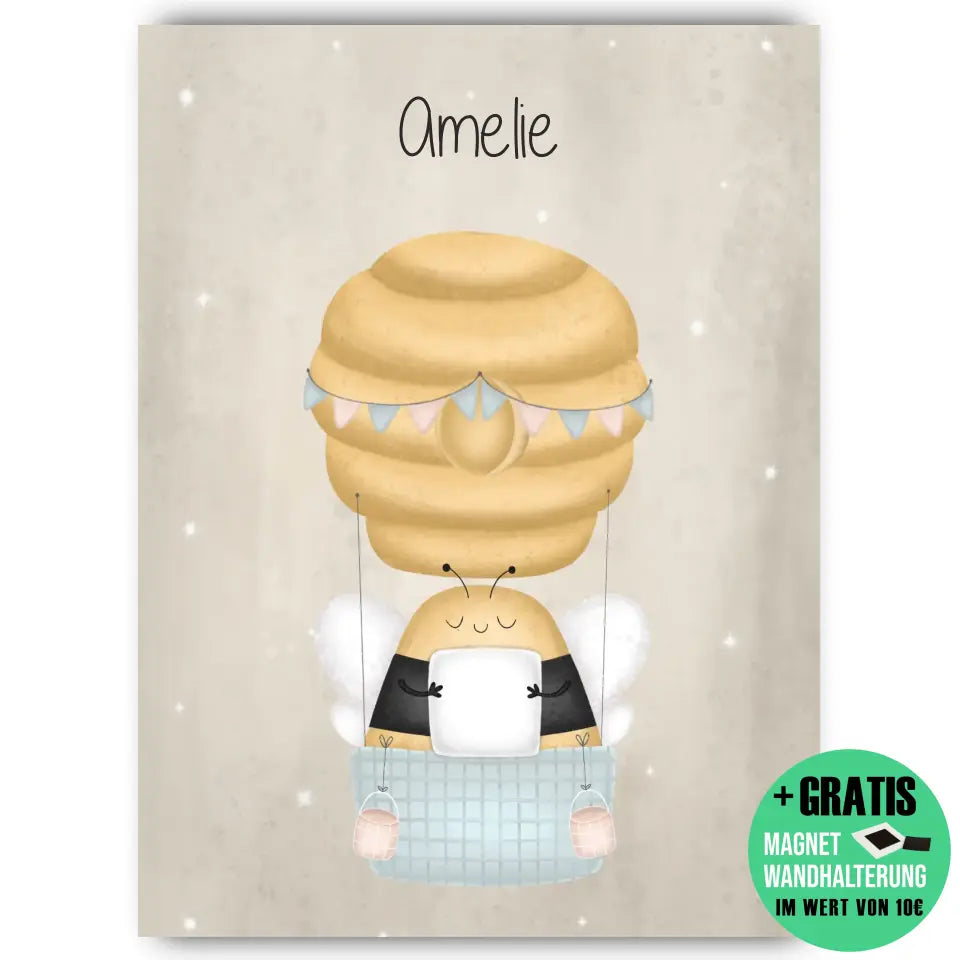 "Biene im Heißluftballon" - Personalisiert