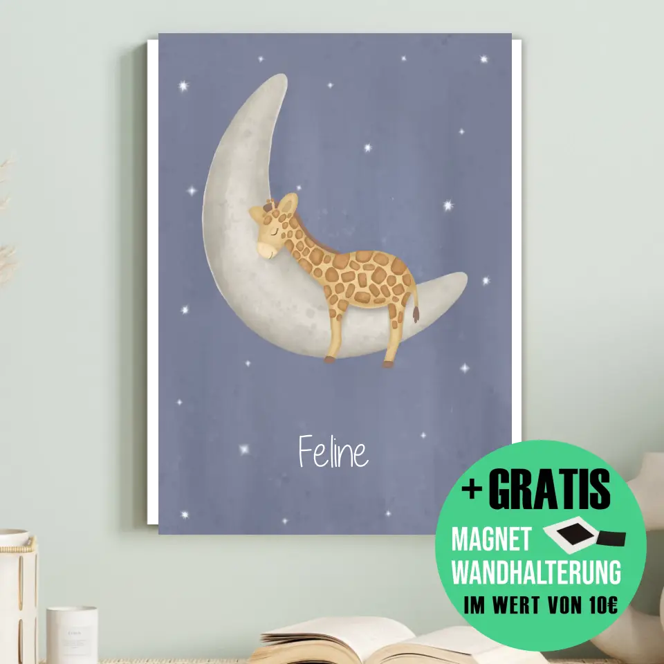 "Giraffe auf dem Halbmond" - Personalisiert