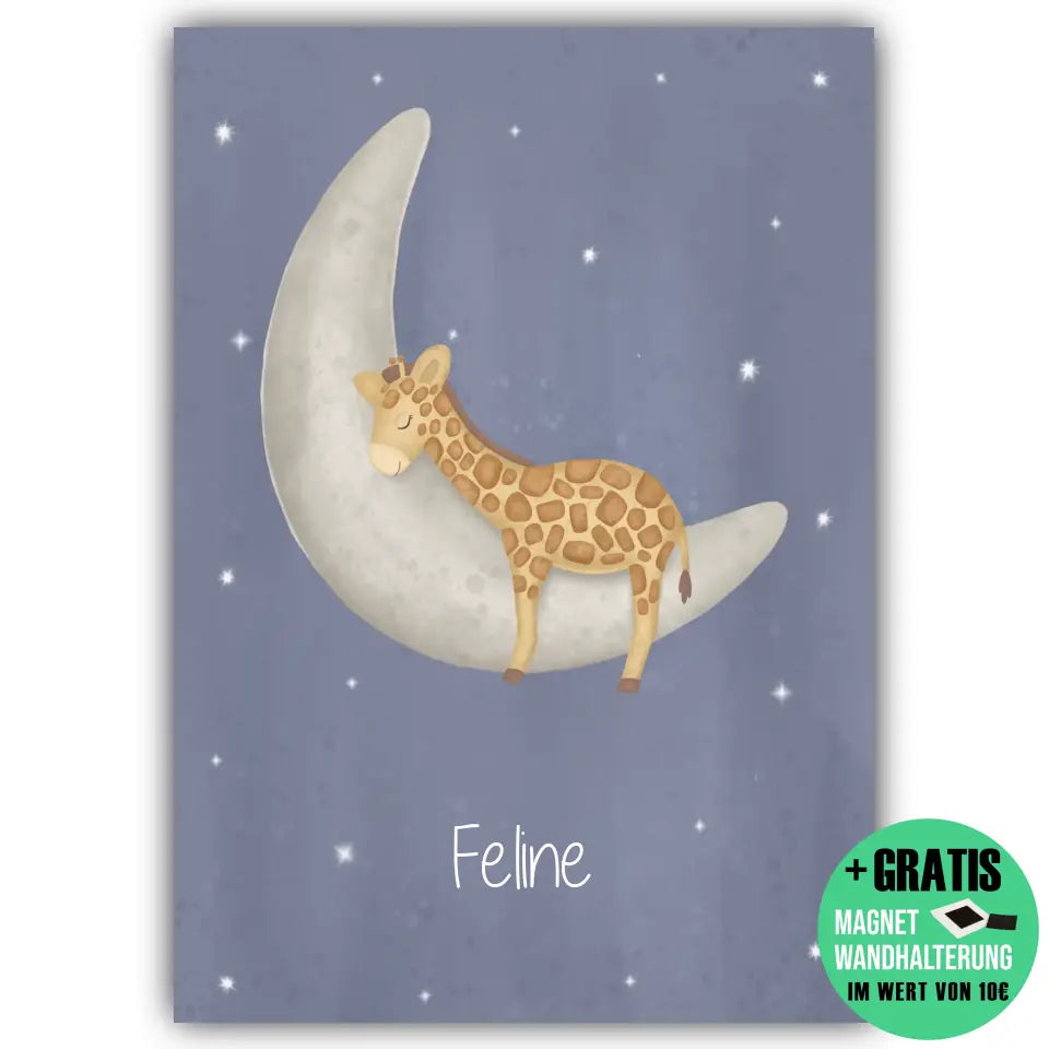 "Giraffe auf dem Halbmond" - Personalisiert