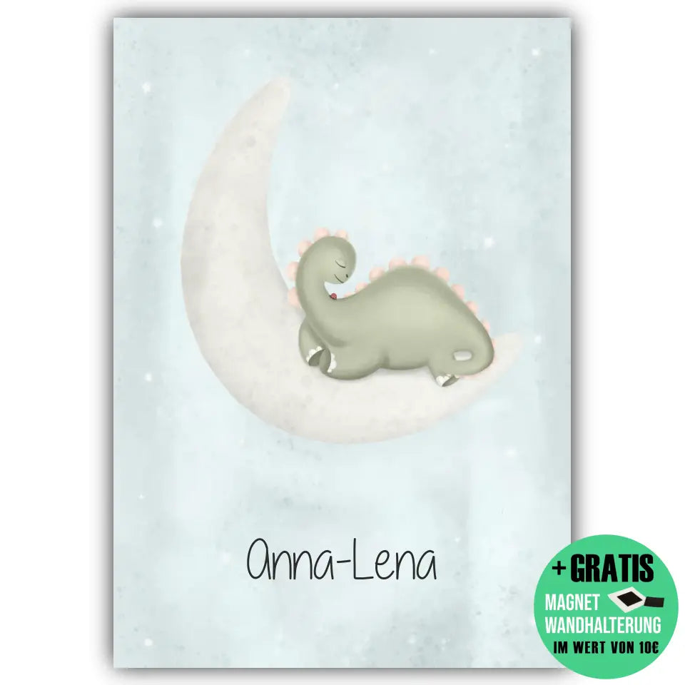 "Dino auf dem Halbmond" - Personalisiert