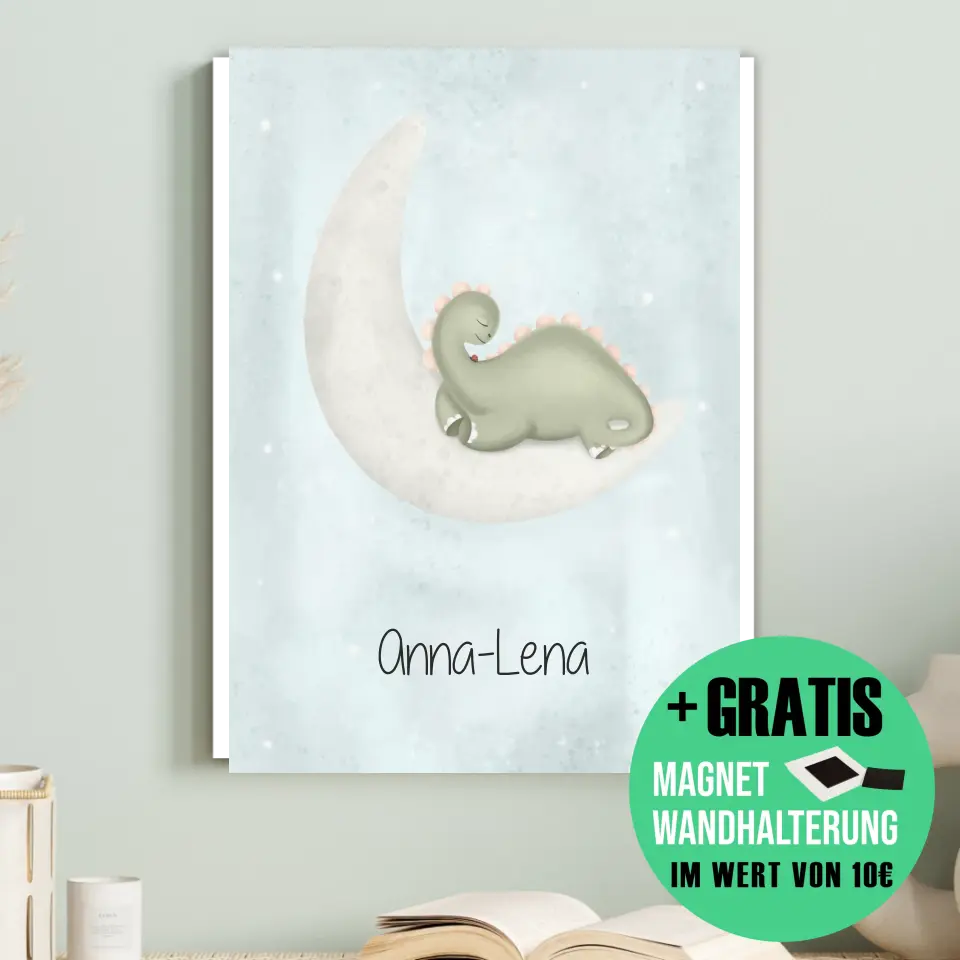 "Dino auf dem Halbmond" - Personalisiert