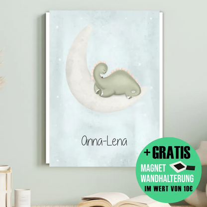 "Dino auf dem Halbmond" - Personalisiert