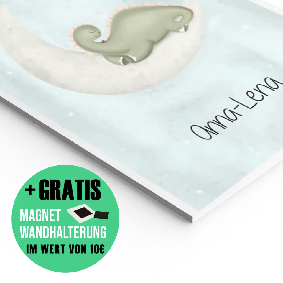 "Dino auf dem Halbmond" - Personalisiert