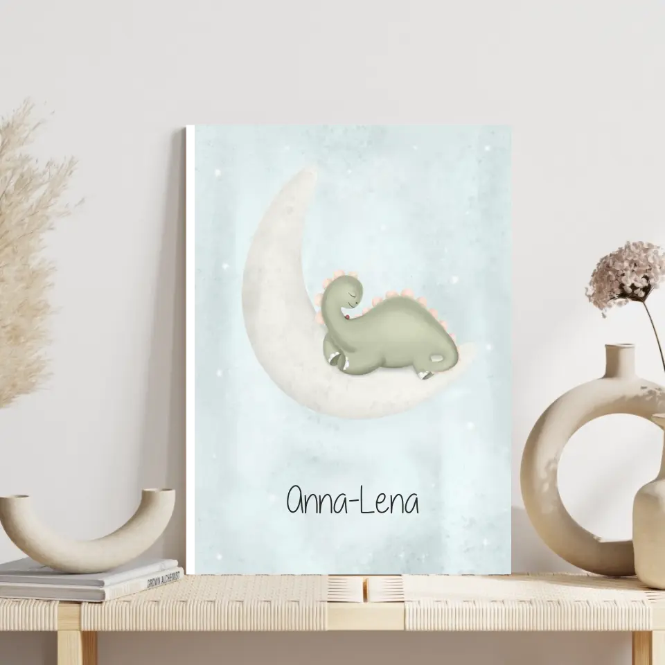 "Dino auf dem Halbmond" - Personalisiert