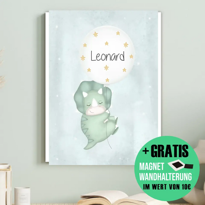 "Triceratops mit seinem Luftballon" - Personalisiert