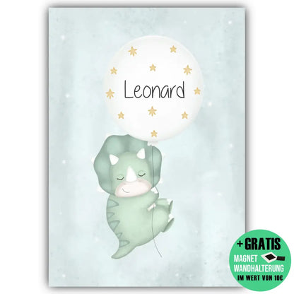 "Triceratops mit seinem Luftballon" - Personalisiert