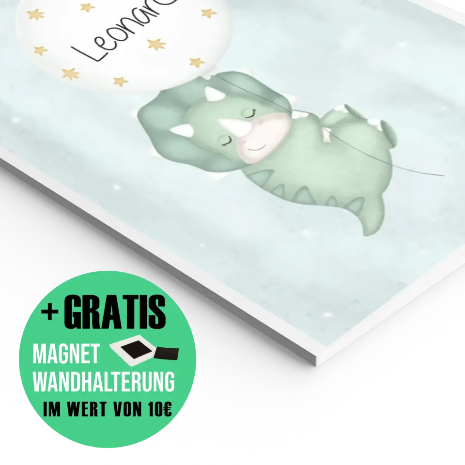 "Triceratops mit seinem Luftballon" - Personalisiert
