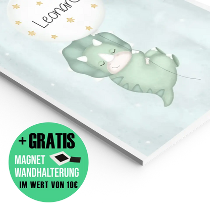 "Triceratops mit seinem Luftballon" - Personalisiert