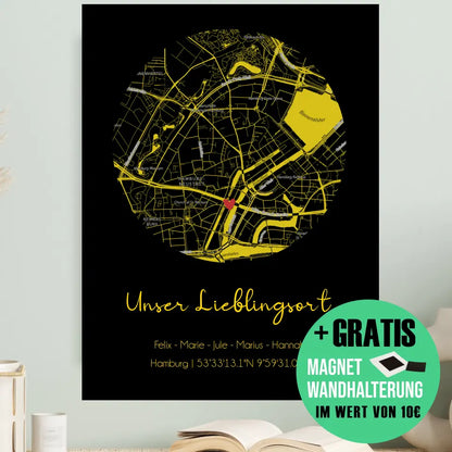 "Lieblingsort" Karte als Gold Edition - Personalisiert