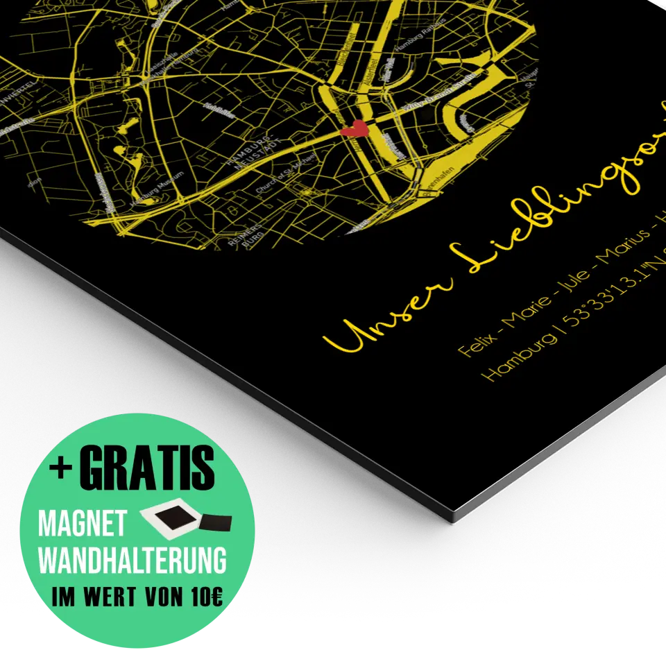 "Lieblingsort" Karte als Gold Edition - Personalisiert