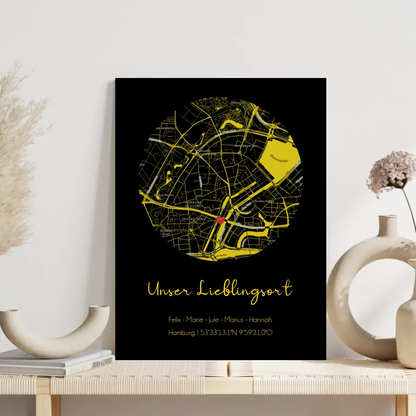 "Lieblingsort" Karte als Gold Edition - Personalisiert