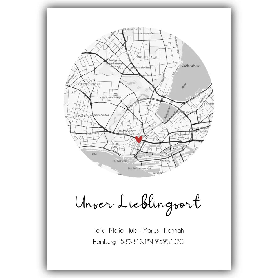 "Lieblingsort" Karte - Personalisiert