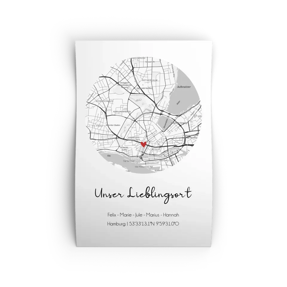 "Lieblingsort" Karte - Personalisiert