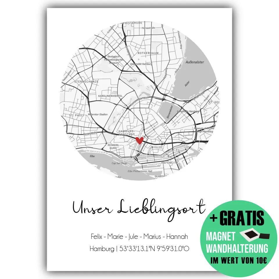 "Lieblingsort" Karte - Personalisiert