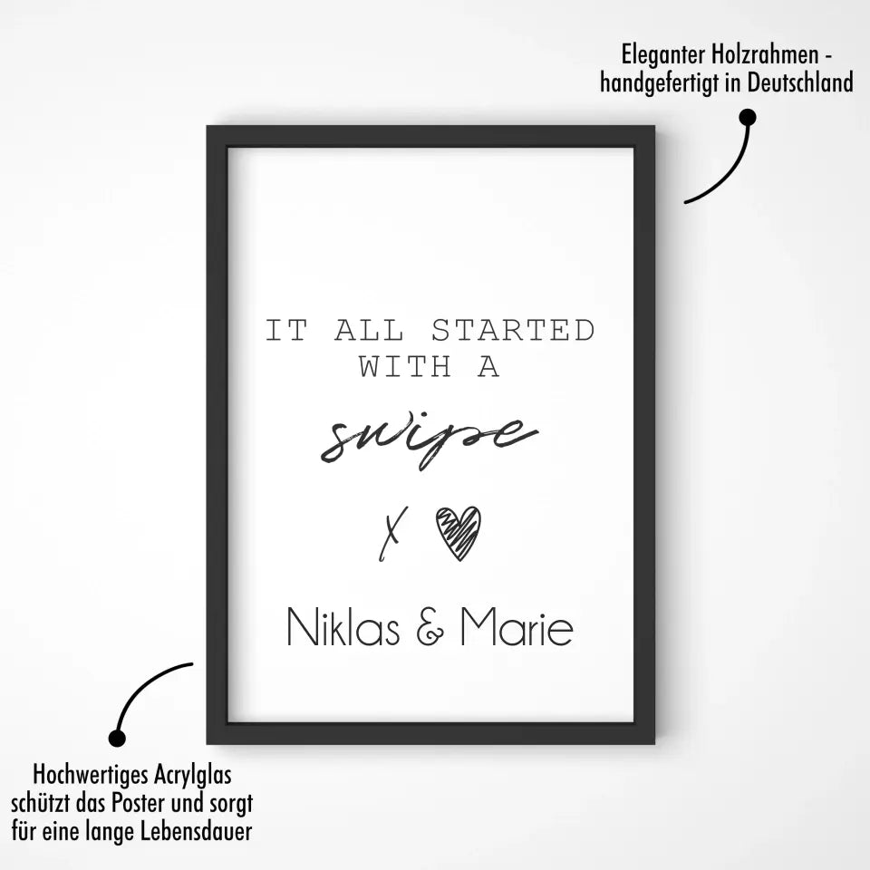 "started with a swipe" - Personalisiert