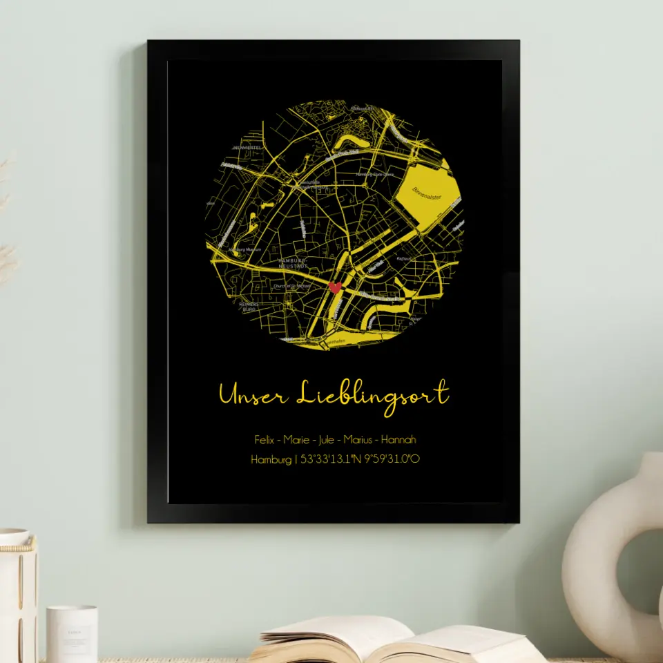 "Lieblingsort" Karte als Gold Edition - Personalisiert