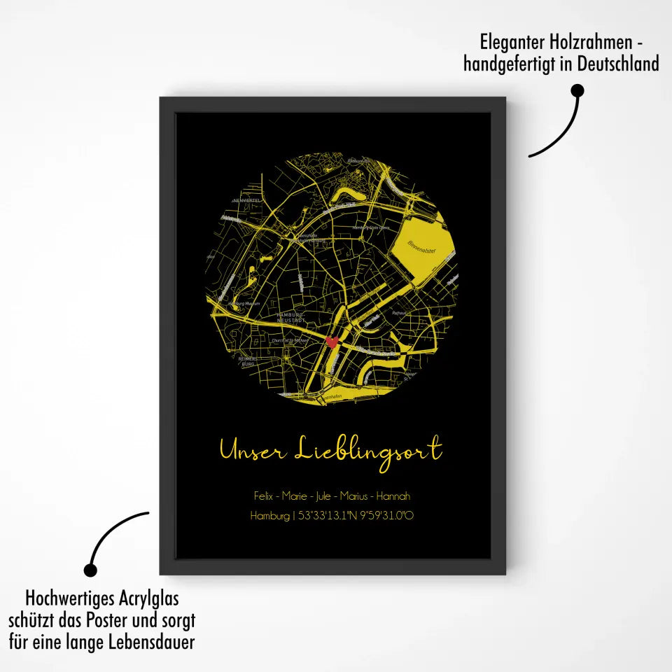 "Lieblingsort" Karte als Gold Edition - Personalisiert