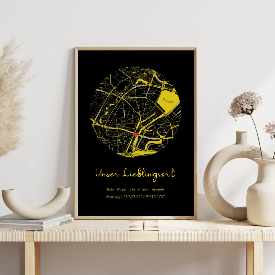 "Lieblingsort" Karte als Gold Edition - Personalisiert