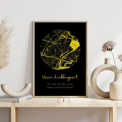 "Lieblingsort" Karte als Gold Edition - Personalisiert