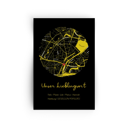 "Lieblingsort" Karte als Gold Edition - Personalisiert
