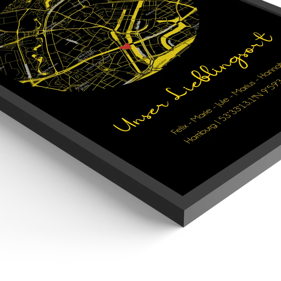 "Lieblingsort" Karte als Gold Edition - Personalisiert