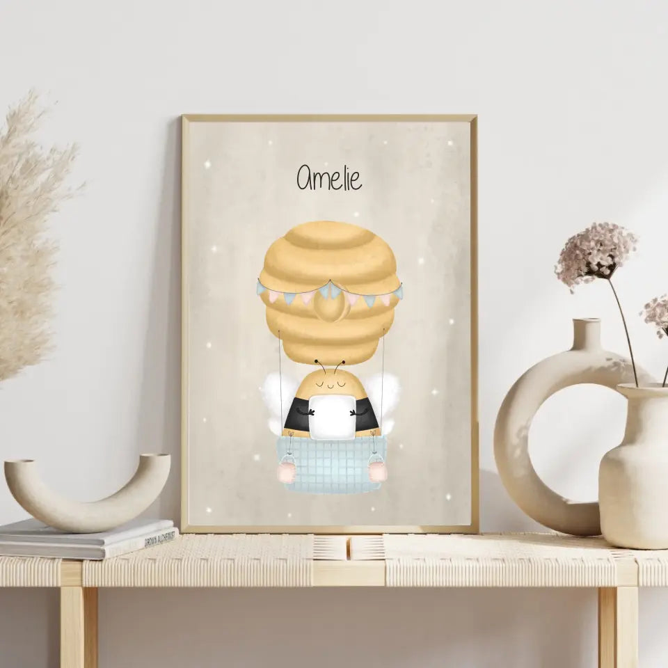 "Biene im Heißluftballon" - Personalisiert