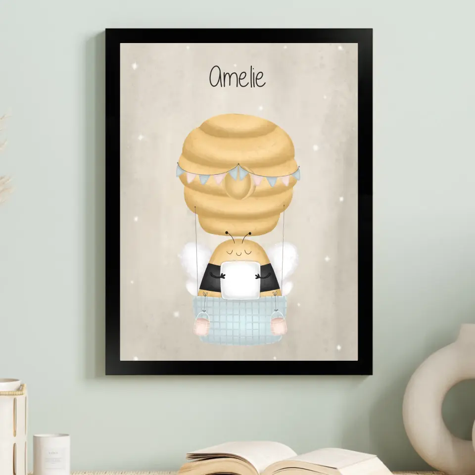 "Biene im Heißluftballon" - Personalisiert