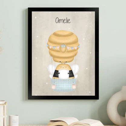 "Biene im Heißluftballon" - Personalisiert