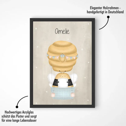 "Biene im Heißluftballon" - Personalisiert