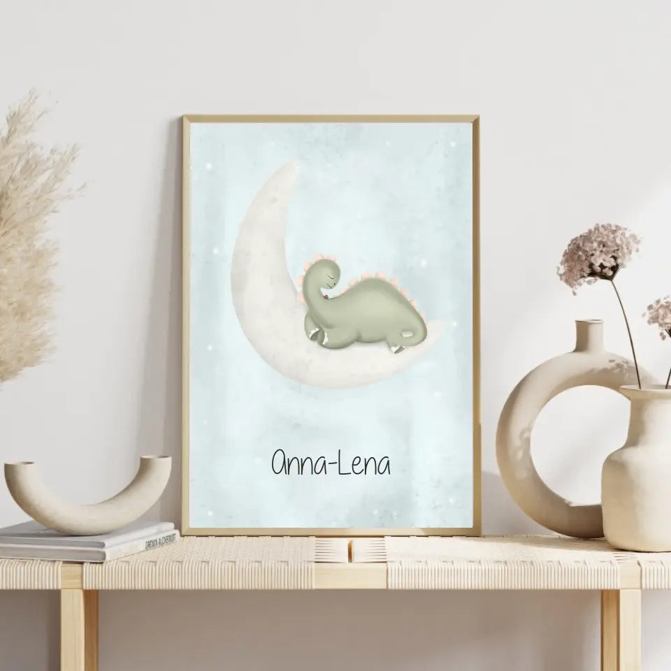 "Dino auf dem Halbmond" - Personalisiert