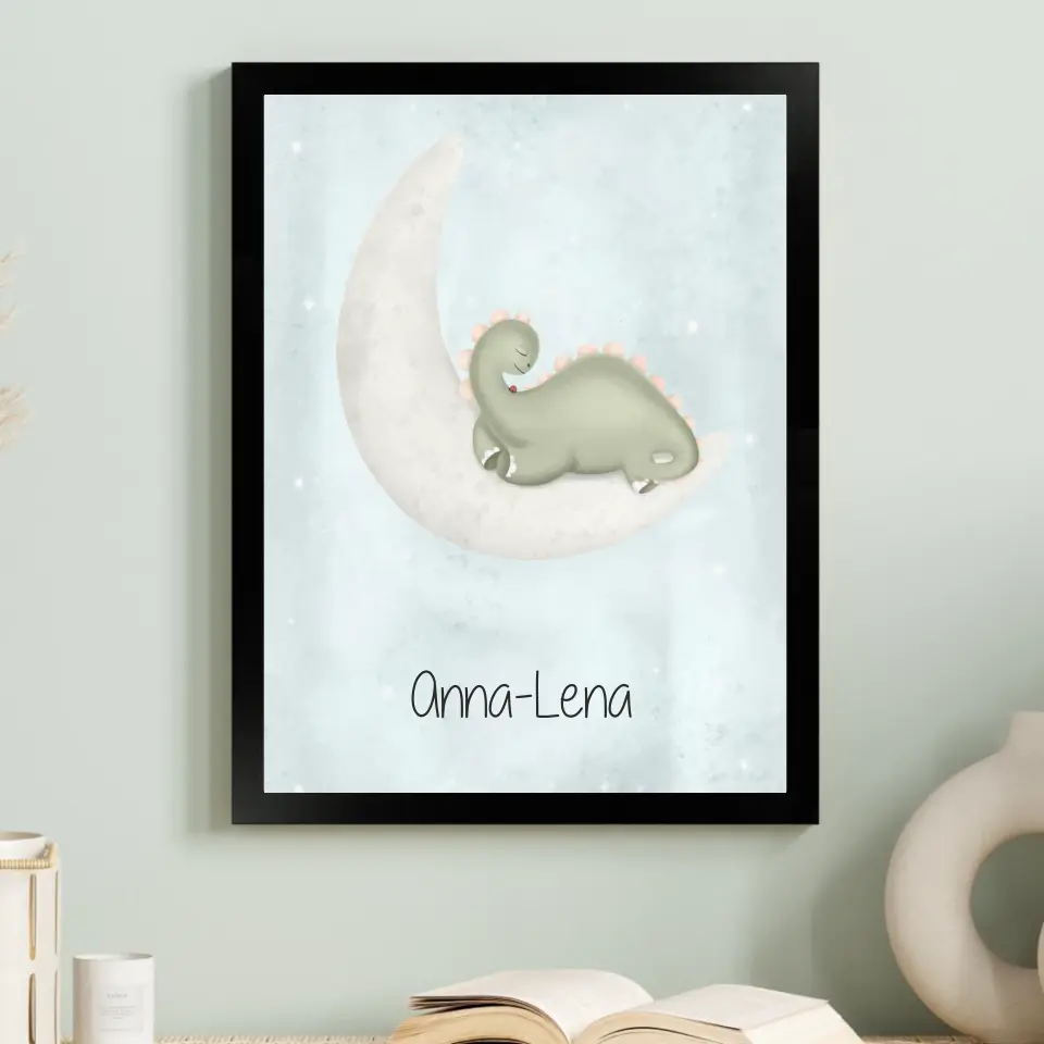 "Dino auf dem Halbmond" - Personalisiert