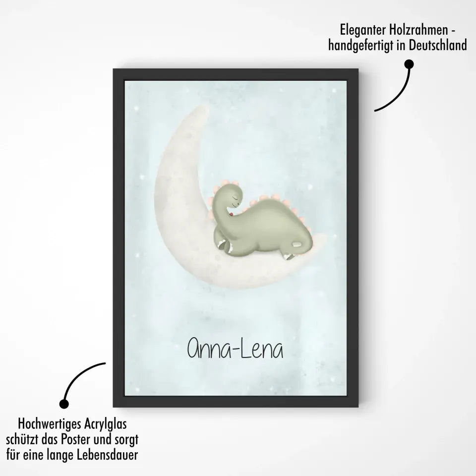 "Dino auf dem Halbmond" - Personalisiert