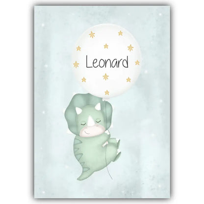 "Triceratops mit seinem Luftballon" - Personalisiert