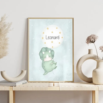 "Triceratops mit seinem Luftballon" - Personalisiert