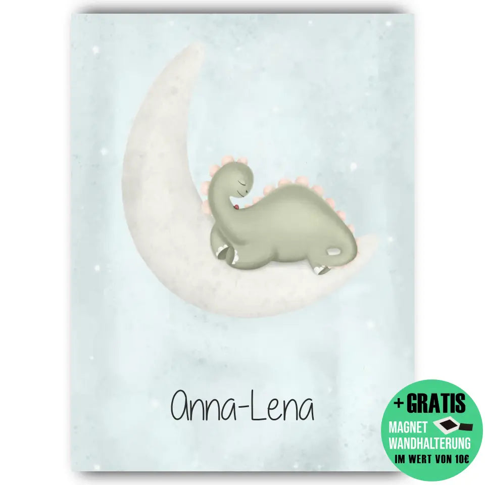 "Dino auf dem Halbmond" - Personalisiert