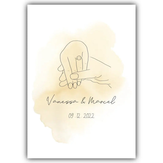 "She said yes" im Line Art Stil - Personalisiert